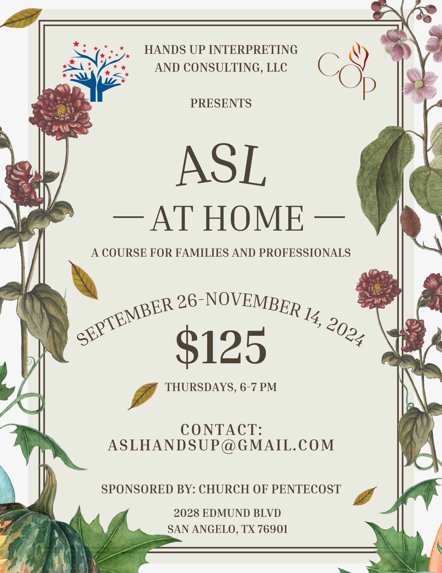 ASL at home course; click to sign up